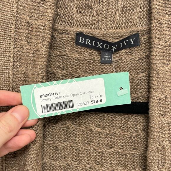 NWT Brixton Ivy x Stitchfix Lawley Cable Open Knit Cardigan in Tan - Size S - Picture 6 of 8